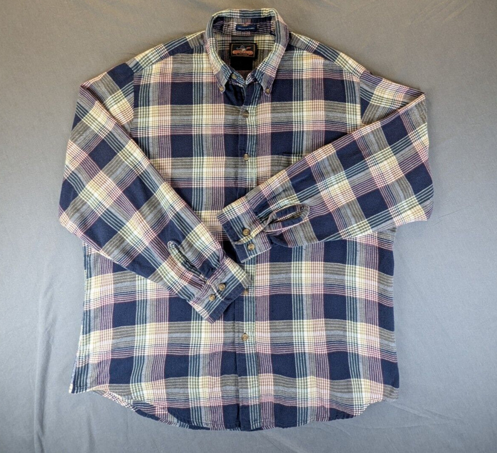 Backpacker Flannel Shirt Mens Large Plaid Vintage Long Sleeve Cotton Button Down